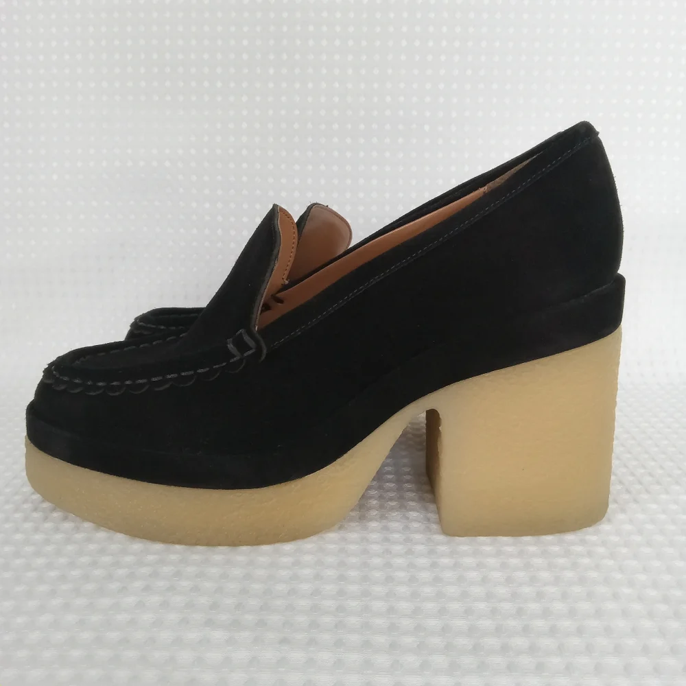 MARC FISHER LTD Women's Black Suede Lina Slip On Platform Loafer Size 10M